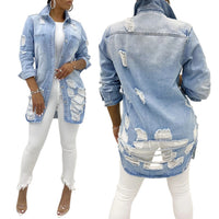 Cross-border Denim Jacket Ripped Sexy