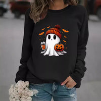 Crewneck Snowman Ghost Print Pullover Sweater