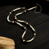 Men's Bohemian Wooden Bead Stitching Beaded Necklace - Chic Angle