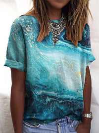 Summer New Printed Round Neck Short Sleeve - Chic Angle