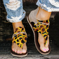 Spring And Summer Foreign Trade Printing Leopard Print New Large Size Ladies Flat Beach Sandals