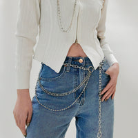 Men's And Women's Personality Fashion Multi-layer Metal Punk Waist Chain All-in-one Detachable Strap Dual-use Body Chain Hip Hop Chic Cool Chain