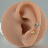 G23 Titanium Personality Straight Rod Flat Bottom Labret Inlaid Zircon Bee Labret Ear Studs Tongue Pin DIY Piercing Earrings