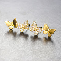 Double Butterfly Trendy Piercing Cartilage Ear Studs