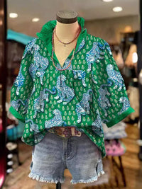 Animal Printed Shirt Women's Printed Plus Size