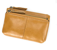 Retro Crazy Horse Leather Coin Purse With Key Ring