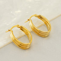 New European And American Style Stainless Steel Gold Pigment Ring Delicate Earrings