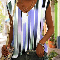 Women's Sleeveless V-neck Vest Pattern 3D Printing - Chic Angle
