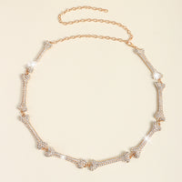 Metal Waist Chain Decorative Belt Dress Suit Chain Accessories Rhinestone Bone Shaped Belt