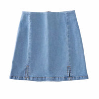 High Waist Stretch Double Slit Denim Hip-wrapped Skirt Skirt