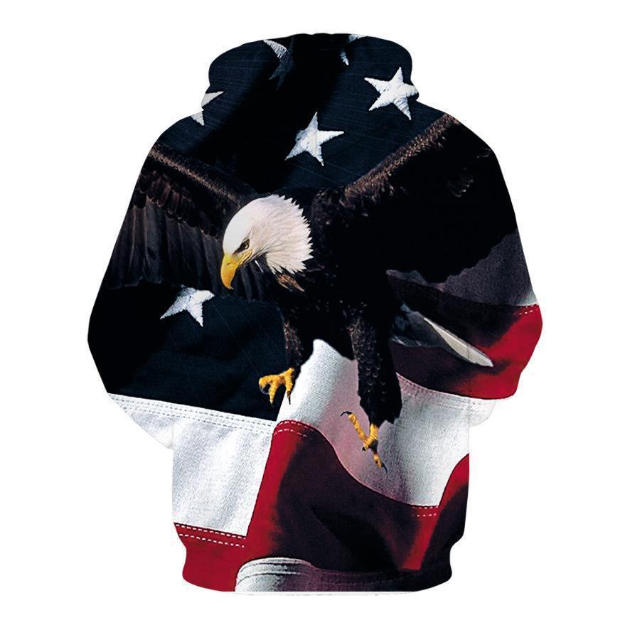 Women's 3D Digital Printing L Hooded Pocket Pullover Sweater
