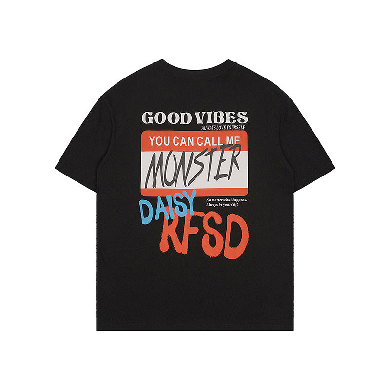 Men's Summer Loose Street Cotton Printed T-shirt