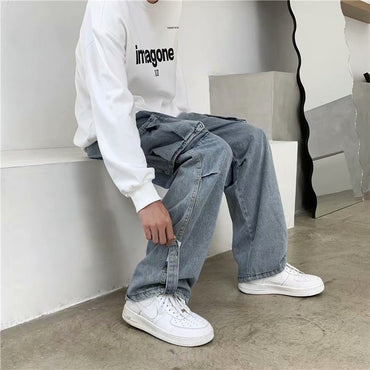 Hong Kong Style Tooling Jeans Men's Straight Loose Casual